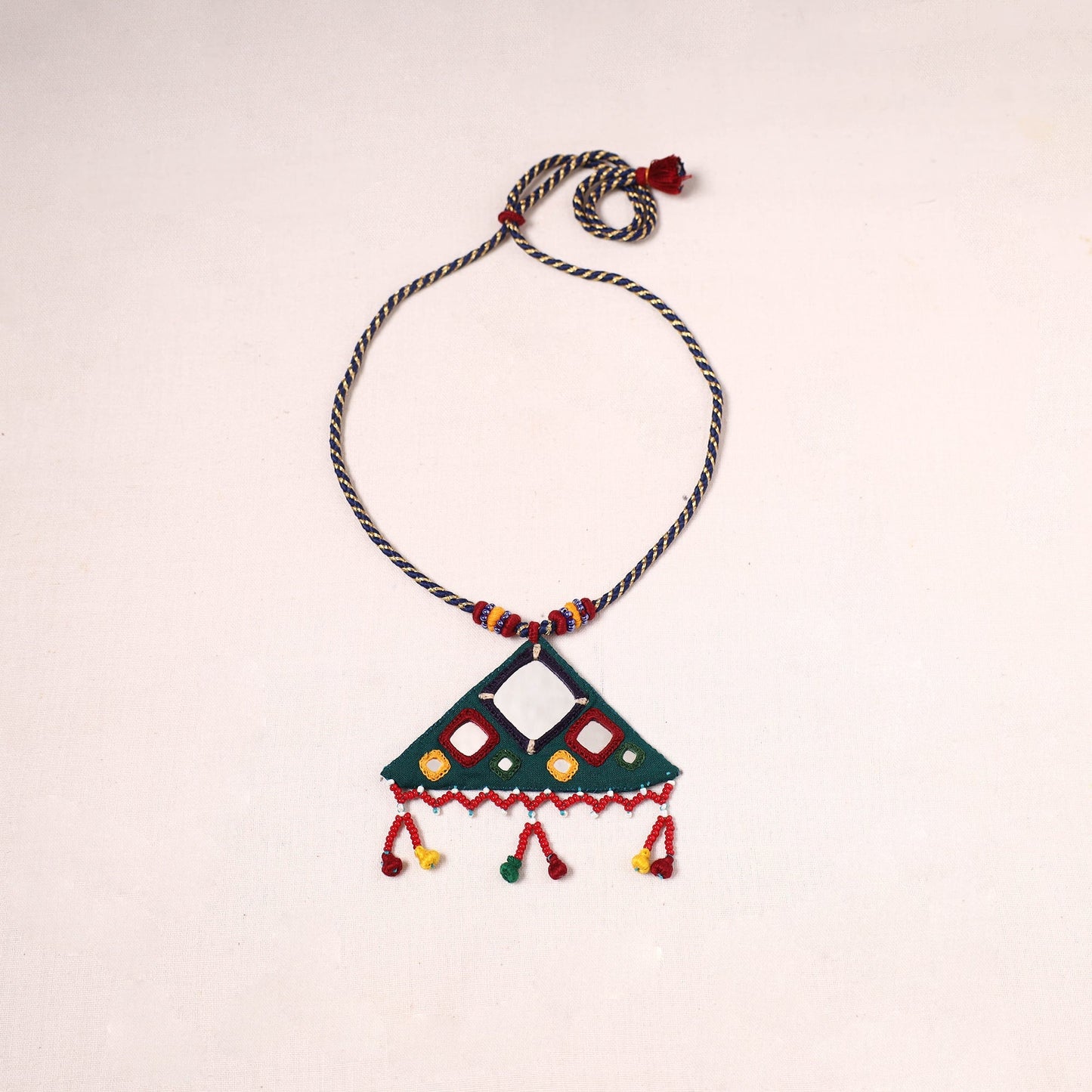Banjara embroidery mirror & bead work handmade necklace 03
