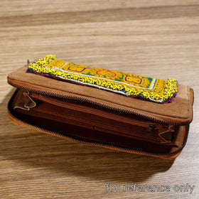 Green Banjara Vintage Embroidery Beadwork Suede Leather Wallet