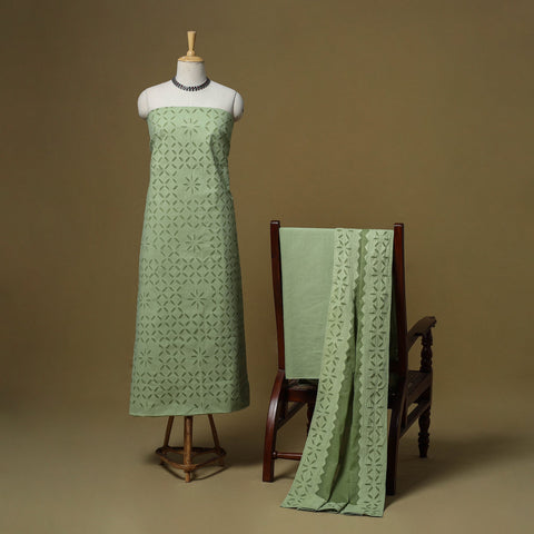 Barmer applique cut work cotton 3pc unstitched dress