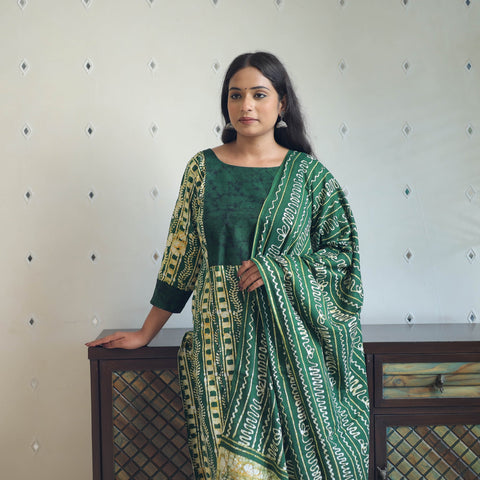 Buy Green Batik Print Kurti Set – Cotton Suit