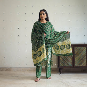 Buy Green Batik Print Kurti Set – Cotton Suit