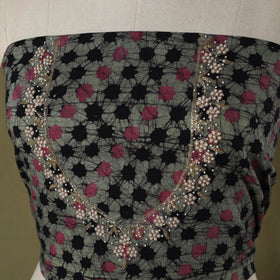 Batik Print Hand Embroidery Cotton Blouse Piece