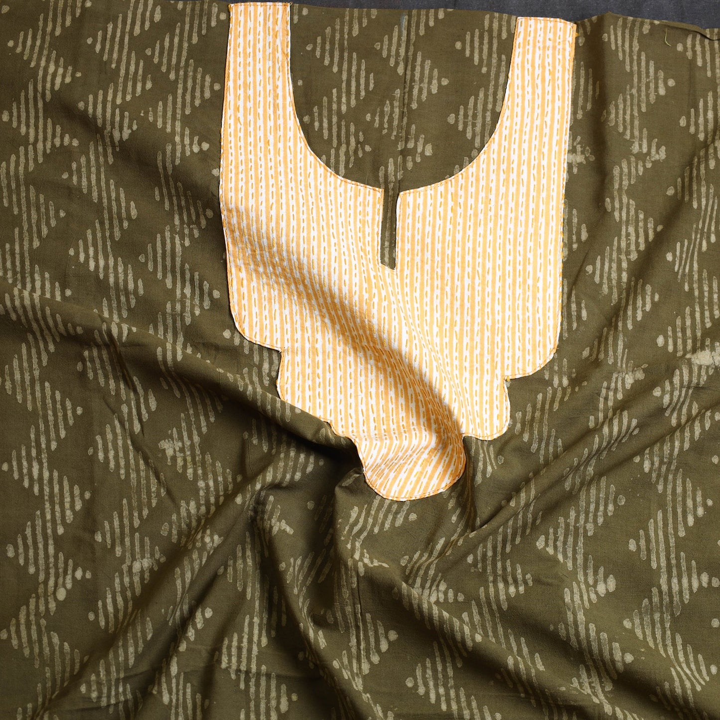 Buy Green Batik Print Patchwork Cotton Kurta Material