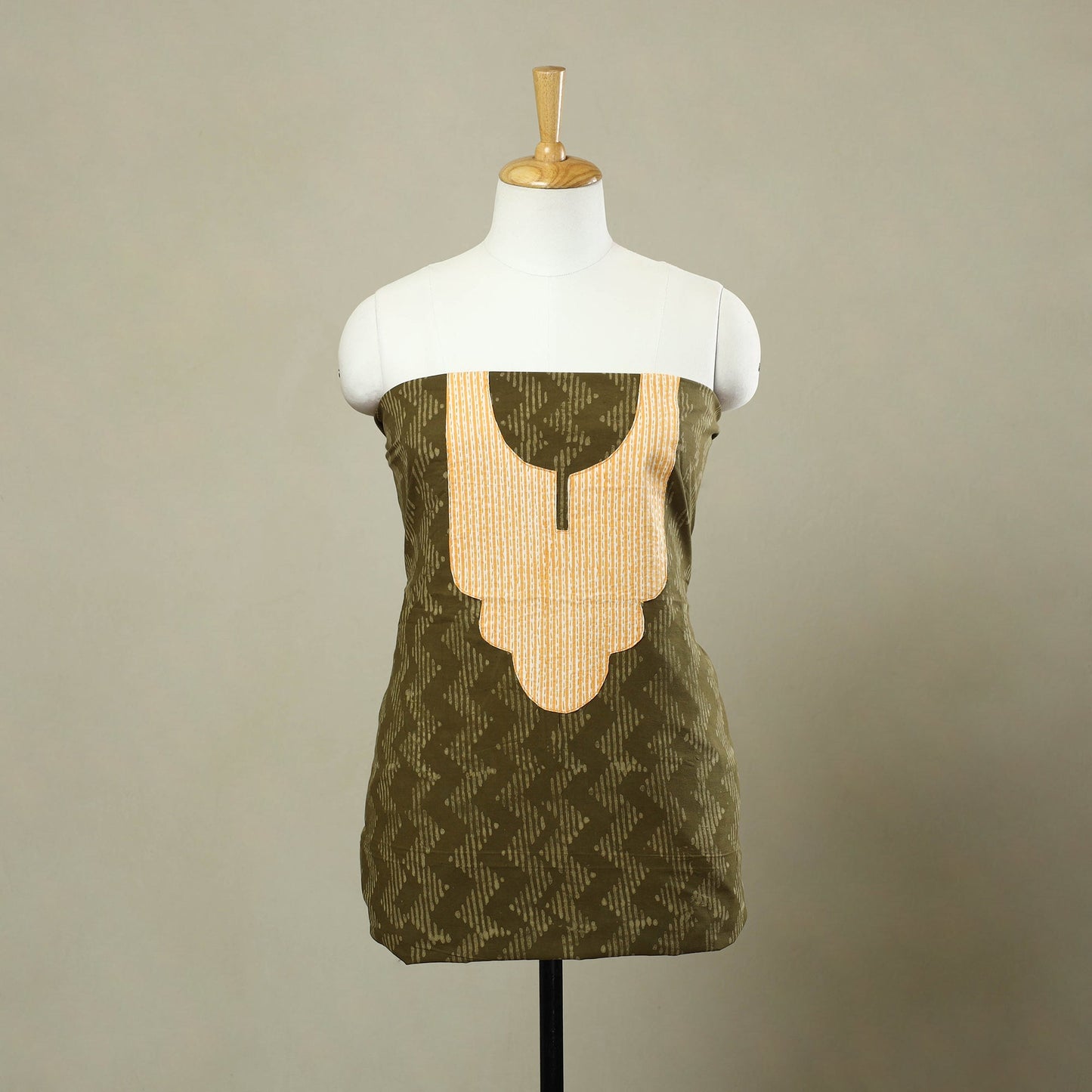 Buy Green Batik Print Patchwork Cotton Kurta Material