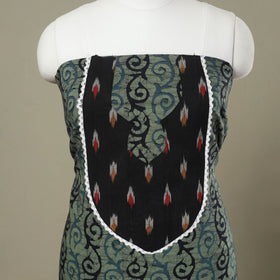 Buy Green Batik Print Patchwork Cotton Kurta Material