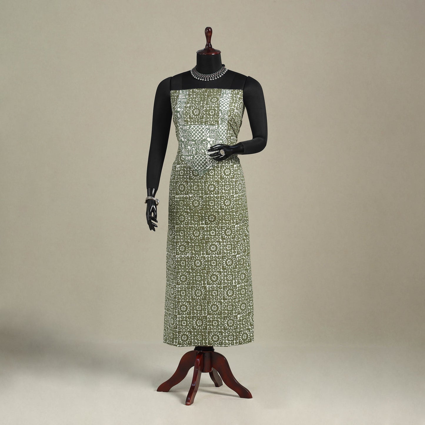 Green - batik patchwork cotton unstitched kurta material