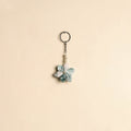 Beaded fabart flower keychain 09 - handcrafted