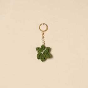 Beaded fabart flower keychain 12 - handcrafted