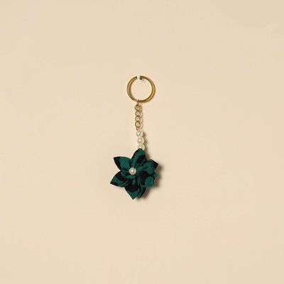 Beaded fabart flower keychain 17 - handcrafted