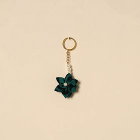 Beaded fabart flower keychain 17 - handcrafted