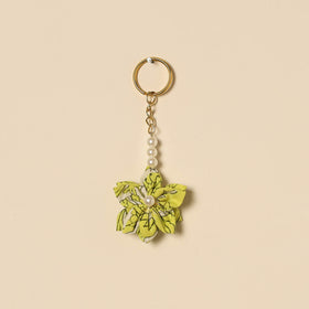 Beaded fabart flower keychain 20 - handcrafted