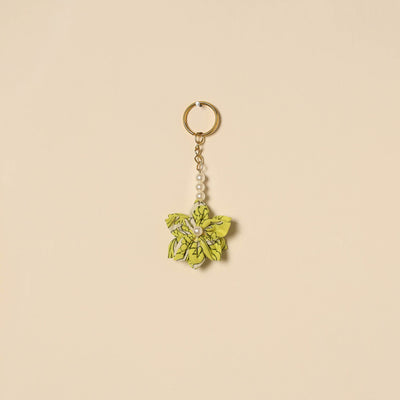 Beaded fabart flower keychain 20 - handcrafted
