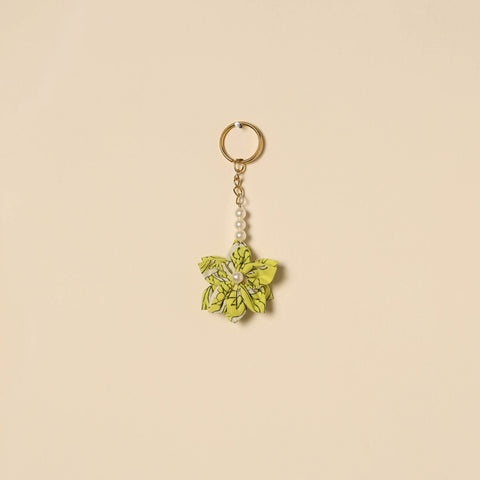 Beaded fabart flower keychain 20 - handcrafted