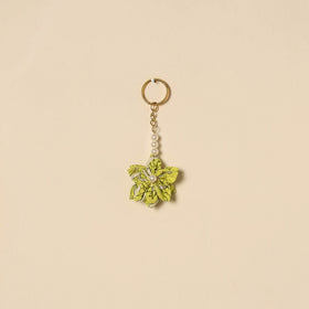 Beaded fabart flower keychain 20 - handcrafted