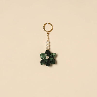 Beaded fabart flower keychain 25 - handcrafted