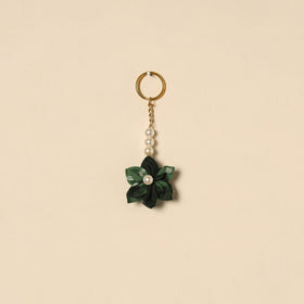 Beaded fabart flower keychain 25 - handcrafted