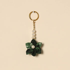 Beaded fabart flower keychain 25 - handcrafted
