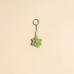 Beaded fabart flower keychain 41 - handcrafted