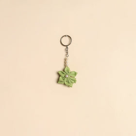 Beaded fabart flower keychain 41 - handcrafted