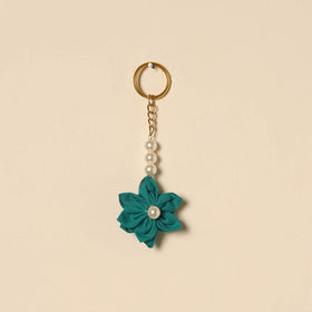 Beaded fabart flower keychain 52 - handcrafted