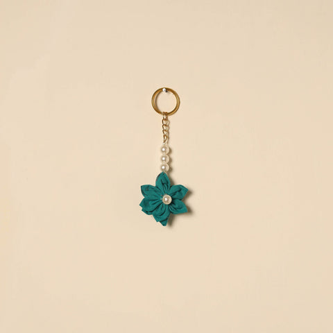Beaded fabart flower keychain 52 - handcrafted