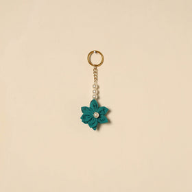 Beaded fabart flower keychain 52 - handcrafted