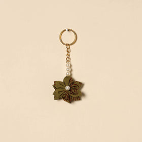 Beaded fabart flower keychain 59 - handcrafted
