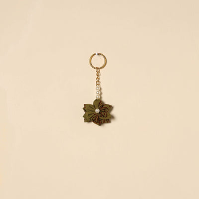 Beaded fabart flower keychain 59 - handcrafted