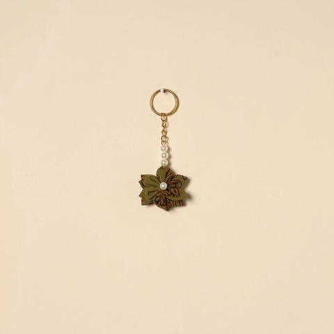 Beaded fabart flower keychain 59 - handcrafted