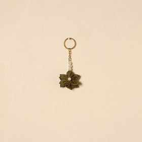 Beaded fabart flower keychain 59 - handcrafted