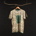Green - Beige - Bindaas Natural Dyed Art Block Print Round Neck T-shirt in Pure Cotton