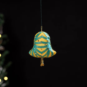 Green - bell - hand embroidered felt christmas decor