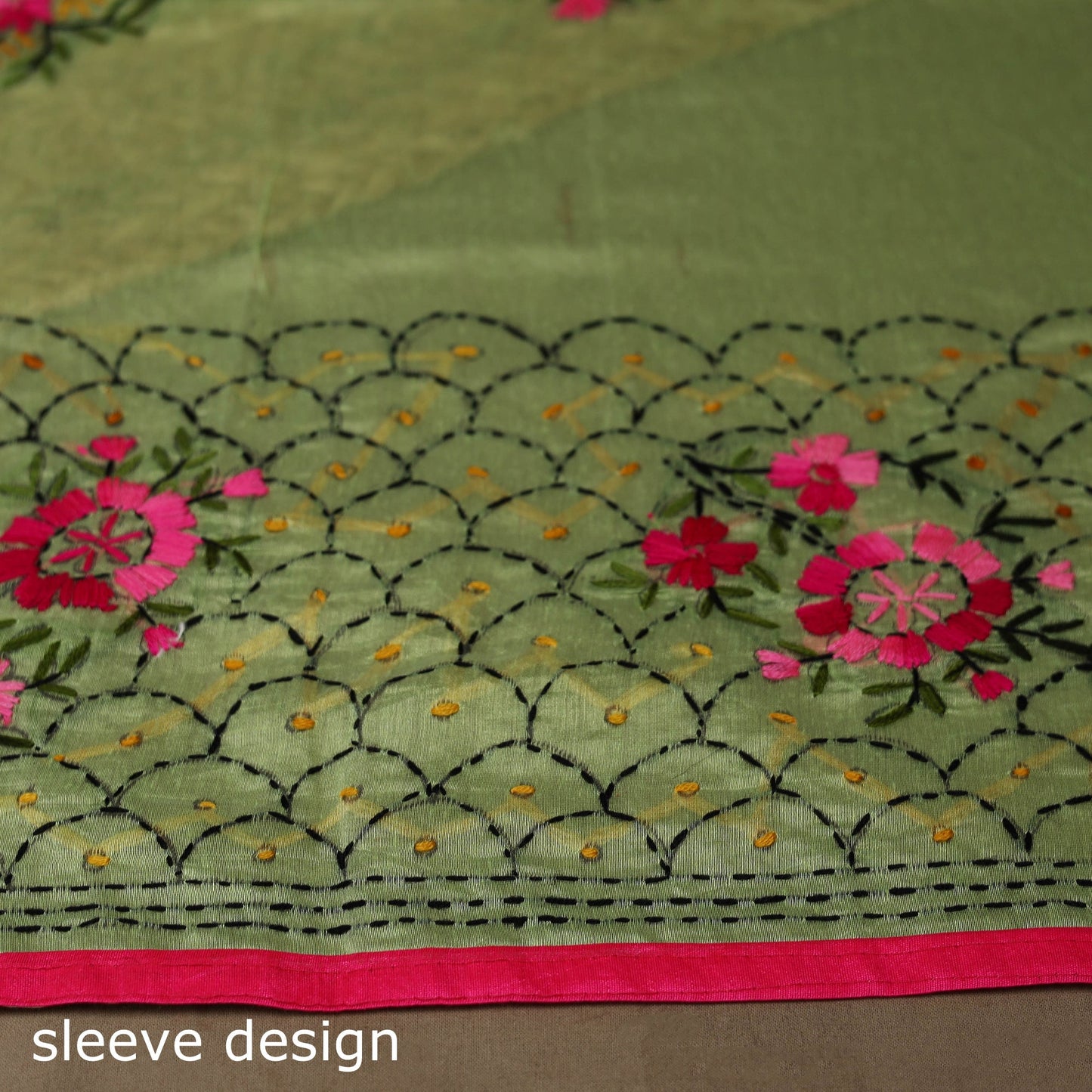 Bengal chanderi silk hand embroidered saree 10 - handcrafted