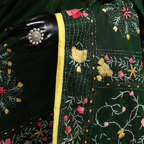 Bengal chanderi silk hand embroidered saree 11 - handcrafted