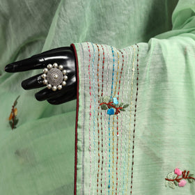 Bengal chanderi silk hand embroidered saree 31 - handcrafted