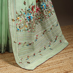 Bengal chanderi silk hand embroidered saree 31 - handcrafted