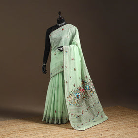 Bengal chanderi silk hand embroidered saree 31 - handcrafted