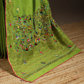 Bengal chanderi silk hand embroidered saree 33 - handcrafted