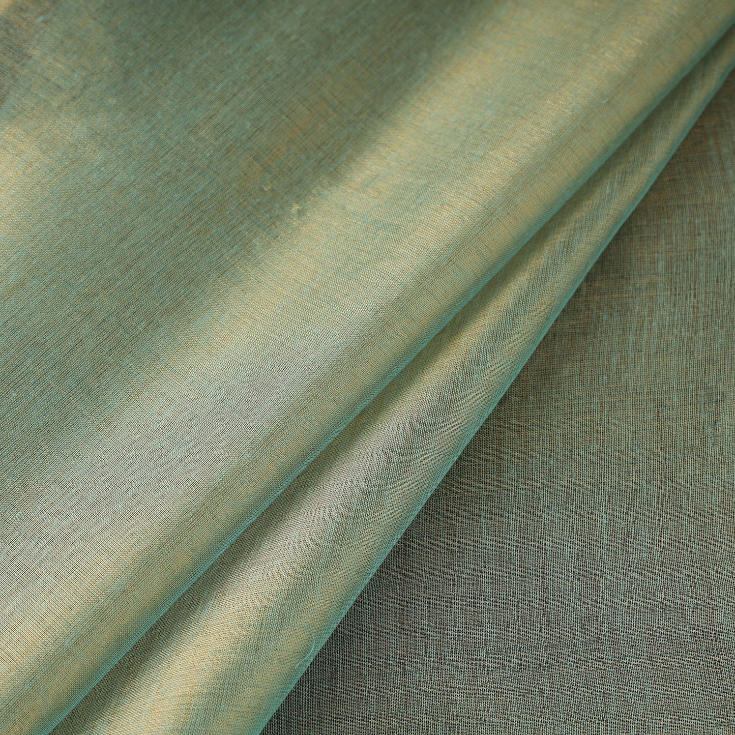 Green - bengal fine tissue zari plain fabric 03
