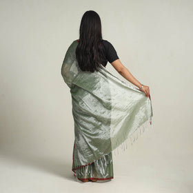 Buy Green Bengal Fine Tissue Zari Saree Online at iTokri.com