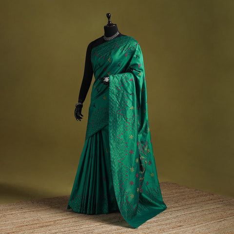 Bengal hand embroidered silk nakshi kantha saree 04