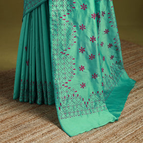 Bengal hand embroidered silk nakshi kantha saree 07