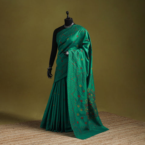 Bengal hand embroidered silk nakshi kantha saree 12