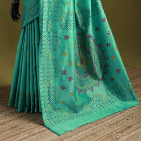 Bengal hand embroidered silk nakshi kantha saree 31