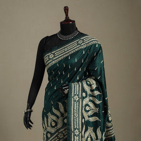 Green - bengal hand embroidery bangalore silk handloom