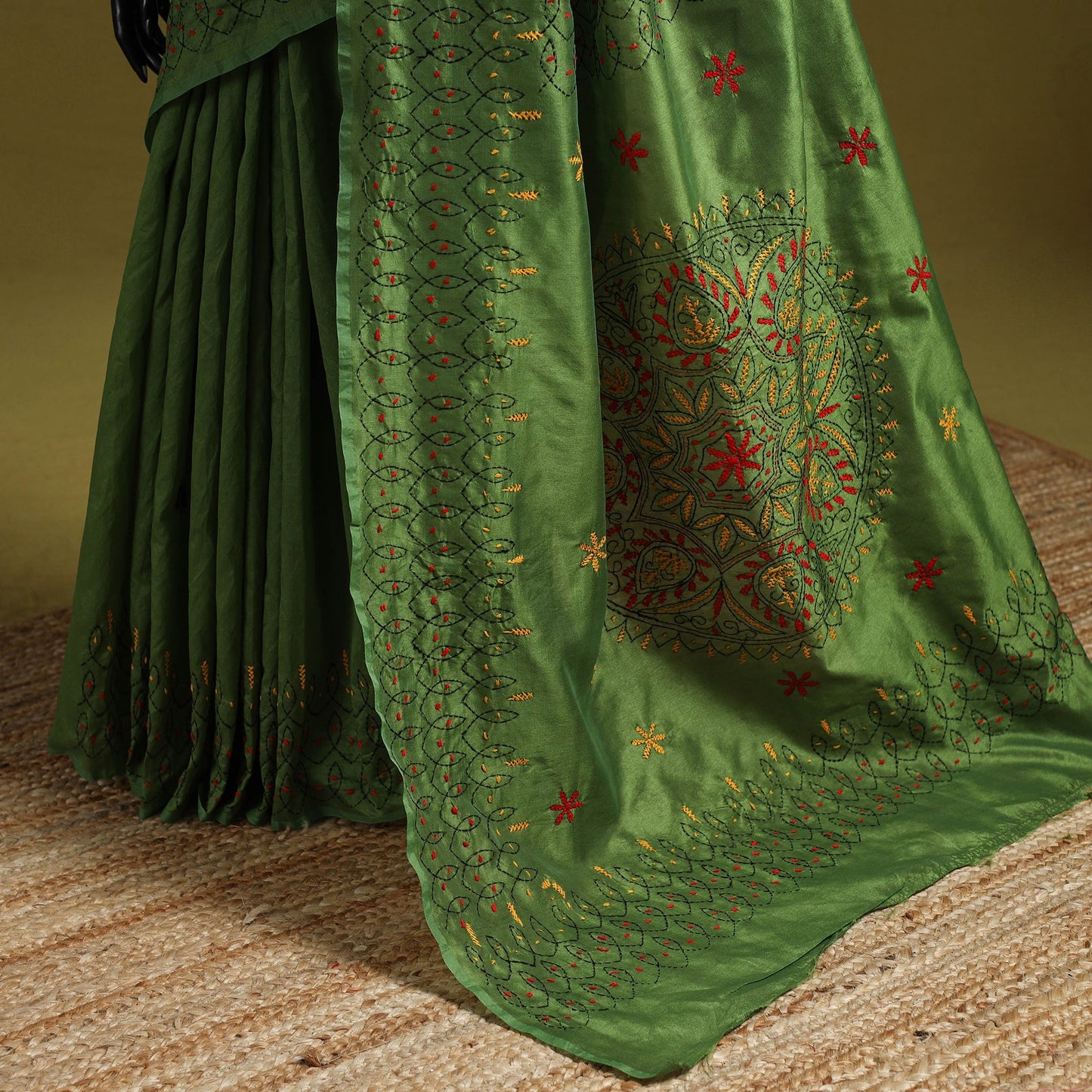 Bengal hand embroidery silk nakshi kantha saree 19