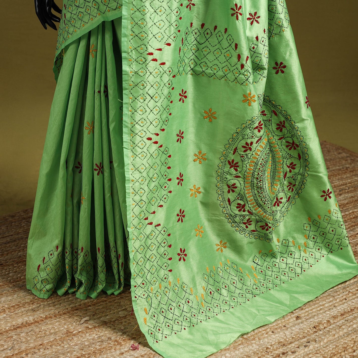 Bengal hand embroidery silk nakshi kantha saree 23