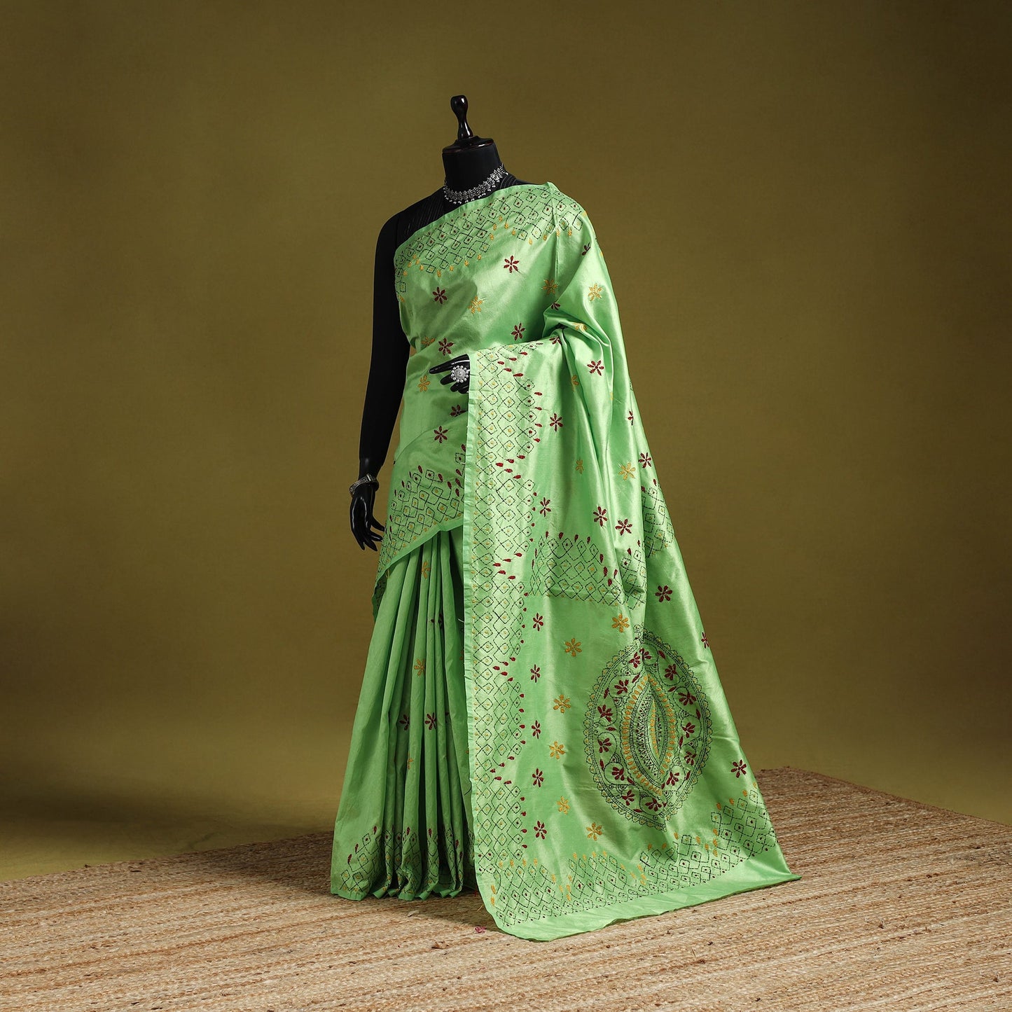 Bengal hand embroidery silk nakshi kantha saree 23