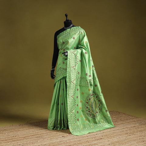 Bengal hand embroidery silk nakshi kantha saree 23