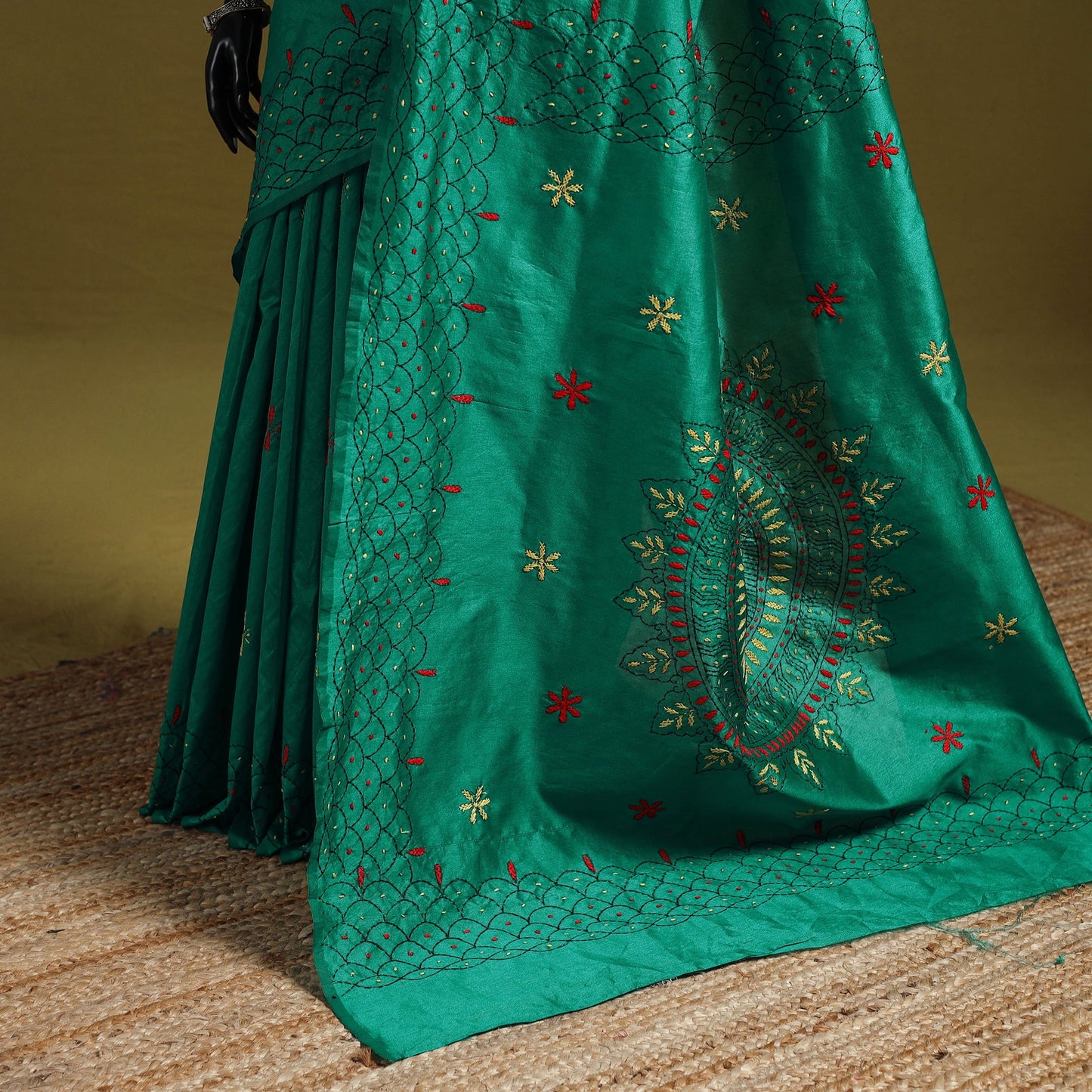 Bengal hand embroidery silk nakshi kantha saree 30